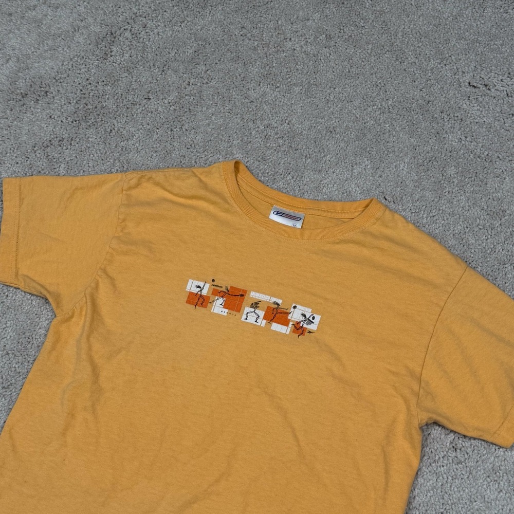 VTG Reebok Orange Crop Top Graphic Sports T-Shirt Womens Medium